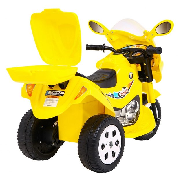 Vaikiškas elektrinis motociklas BJX-088 su trimis ratais, geltonas