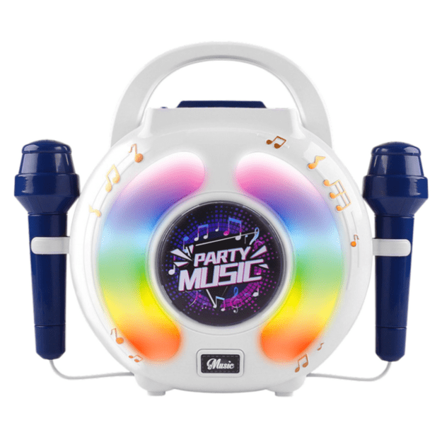 Karaokė rinkinys vaikams su dviem mikrofonais, „Bluetooth“ ir MP3, baltas
