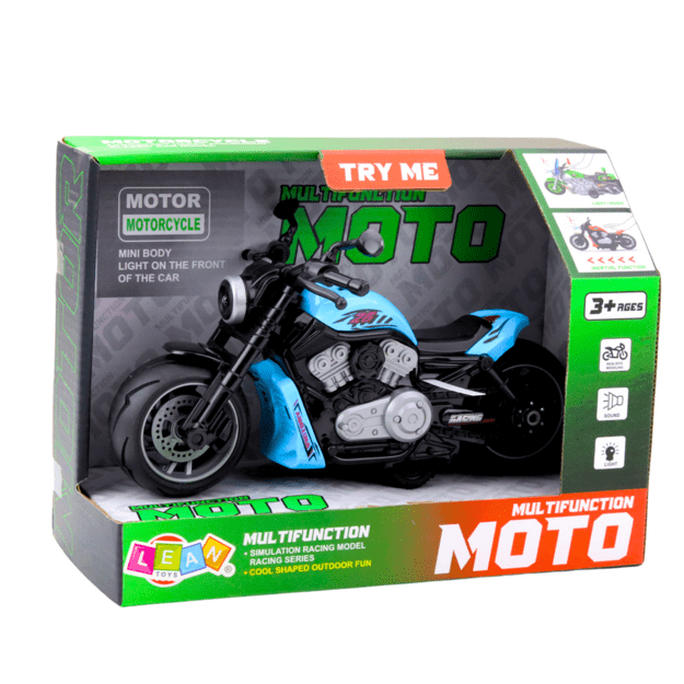Žaislinis motociklas su garso ir šviesos efektais, mėlynas