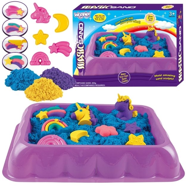 Kinetinio smėlio rinkinys su formelėmis 0,6 kg, WOOPIE