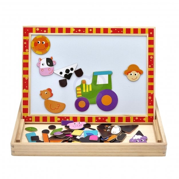 Medinė piešimo ir magnetinė lenta su dėlione Ūkis, Tooky Toy 4