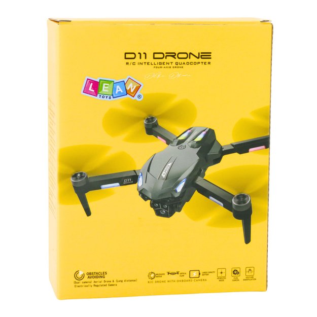 Nuotoliniu būdu valdomas D11 dronas su HD WIFI kamera ir gestų valdymu, geltonas 4