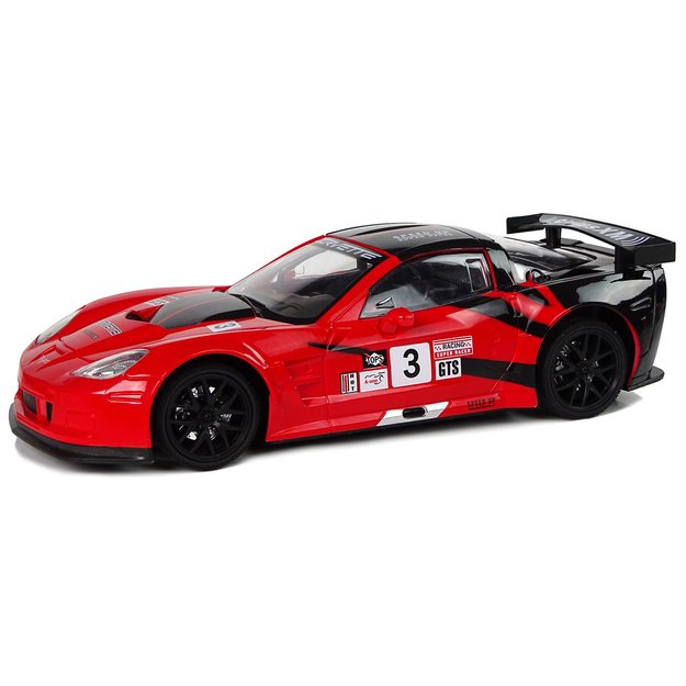 Radijo bangomis valdomas sportinis automobilis Corvette C6.R 1:18 raudonas