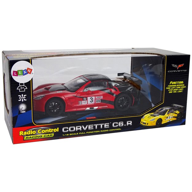 Radijo bangomis valdomas sportinis automobilis Corvette C6.R 1:18 raudonas