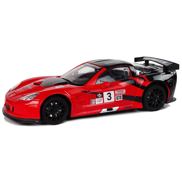 Radijo bangomis valdomas sportinis automobilis Corvette C6.R 1:18 raudonas