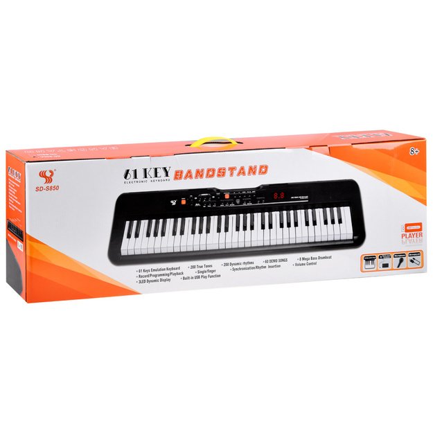 Vaikiškas sintezatorius SD-S850 su mikrofonu ir 61 klavišu