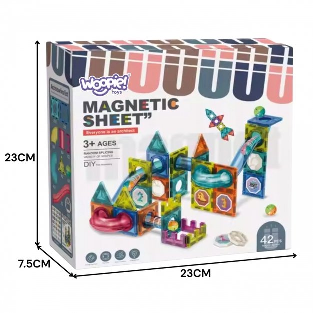 Magnetinis 3D konstruktorius vaikams „Kamuoliukų trasa“ 42 vnt., WOOPIE 4