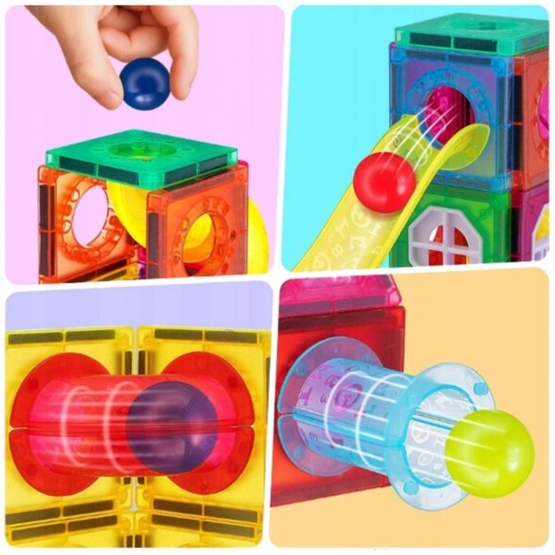Magnetinis 3D konstruktorius vaikams „Kamuoliukų trasa“ 42 vnt., WOOPIE 2