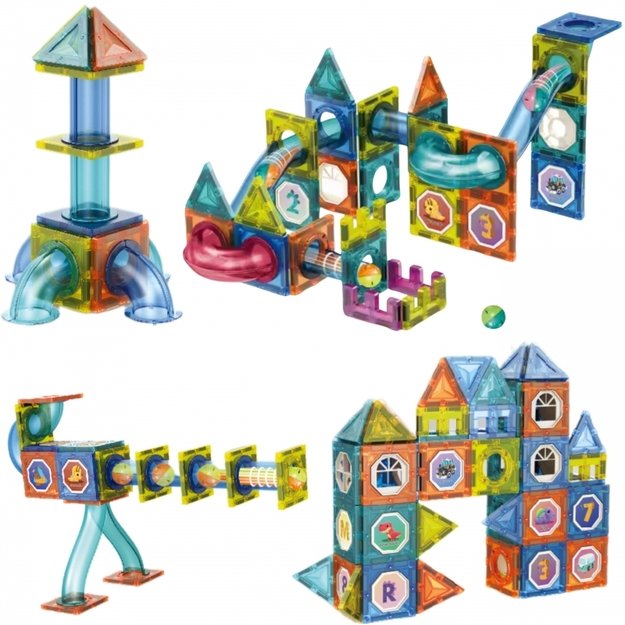 Magnetinis 3D konstruktorius vaikams „Kamuoliukų trasa“ 42 vnt., WOOPIE 1
