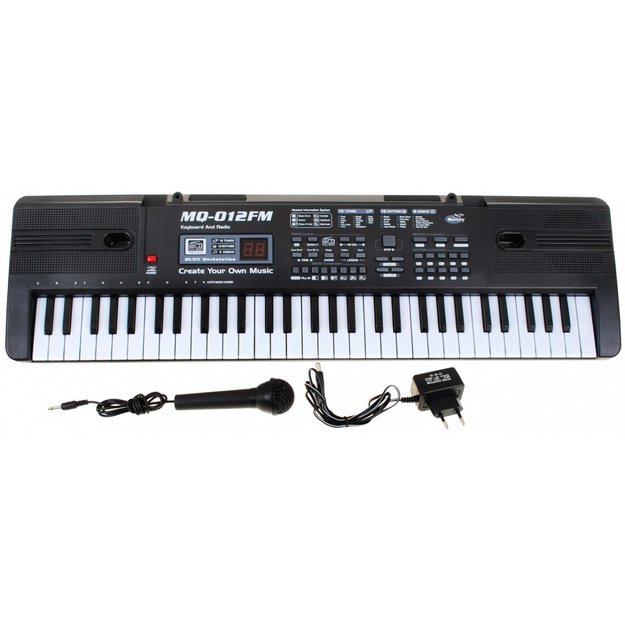 Elektrinis pianinas MQ-012FM vaikams su mikrofonu 61 klavišas, juodas