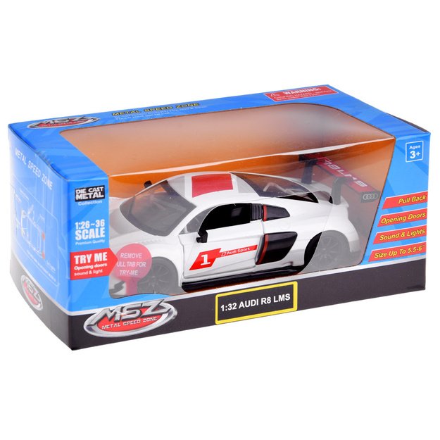 Metalinis sportinis Audi R8 LMS automobilis su garso ir šviesos efektai