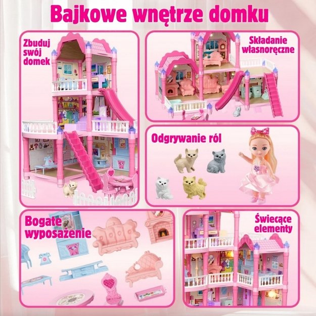 Lėlių namelis su priedais ir lėle 296 el., WOOPIE  2