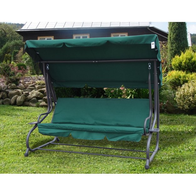 Didelės sodo sūpynės, sulankstomas gultas, 300 kg, žalios