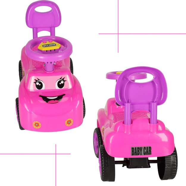 Paspiriamas automobilis su šypsena Baby Car, rožinis