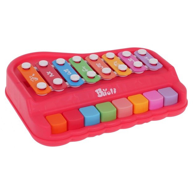 Žaislinis metalofonas su pianinu vaikams 2in1, raudonas
