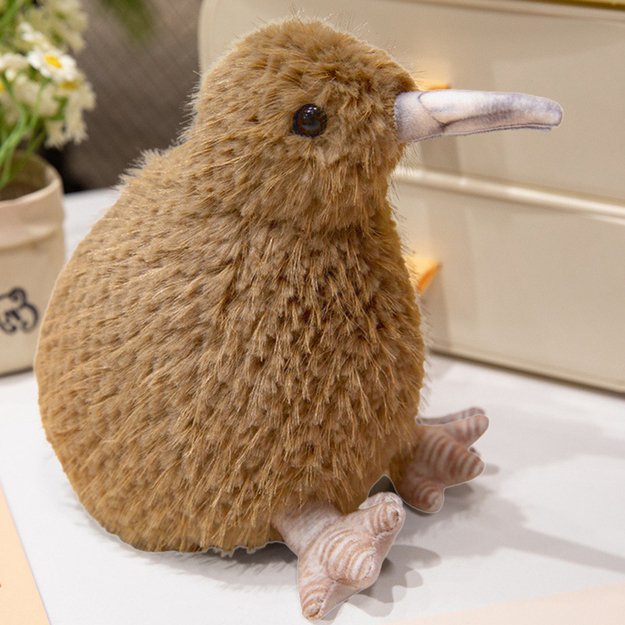 Pliušinis paukštis „Kivi“ 17 cm, šviesiai rudas