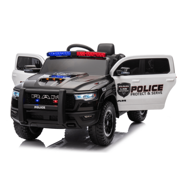 Vienvietis elektrinis policijos džipas vaikams ZB618 Dodge Ram, juodas 23