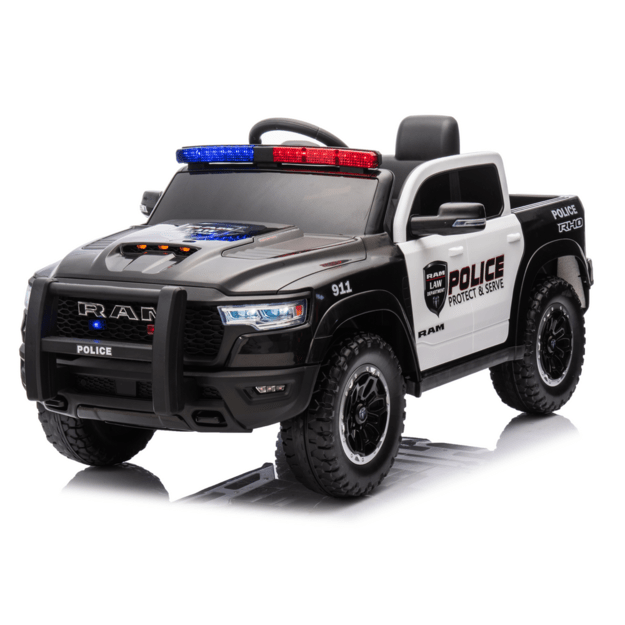 Vienvietis elektrinis policijos džipas vaikams ZB618 Dodge Ram, juodas 1