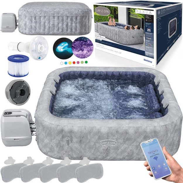 Pripučiama sūkurinė vonia „Lay-Z-Spa San Francisco PRO 7“ su Wi-Fi, Bestway 6001Q 