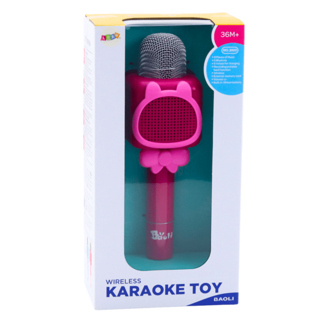 Belaidis karaoke mikrofonas su „Bluetooth“ ir balso keitimu, rožinis