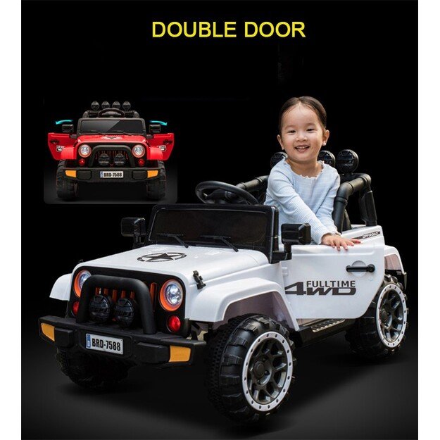 Vienvietis elektromobilis vaikams JEEP 4x4 BRD-7588, baltas 2