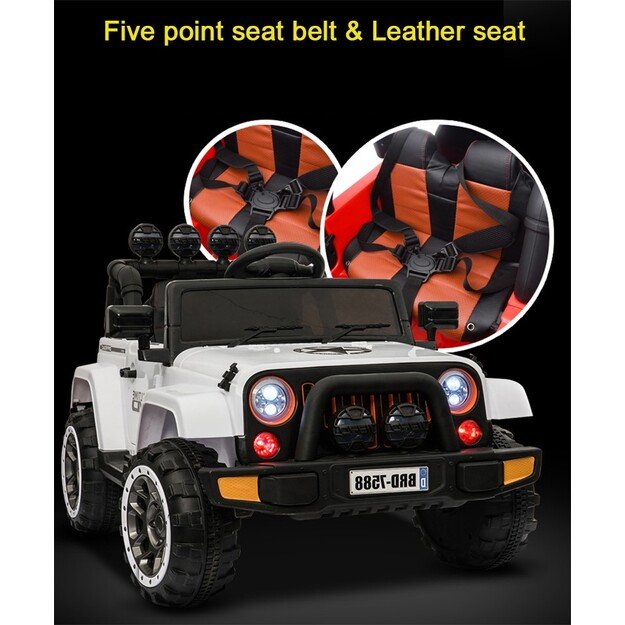 Vienvietis elektromobilis vaikams JEEP 4x4 BRD-7588, baltas 3