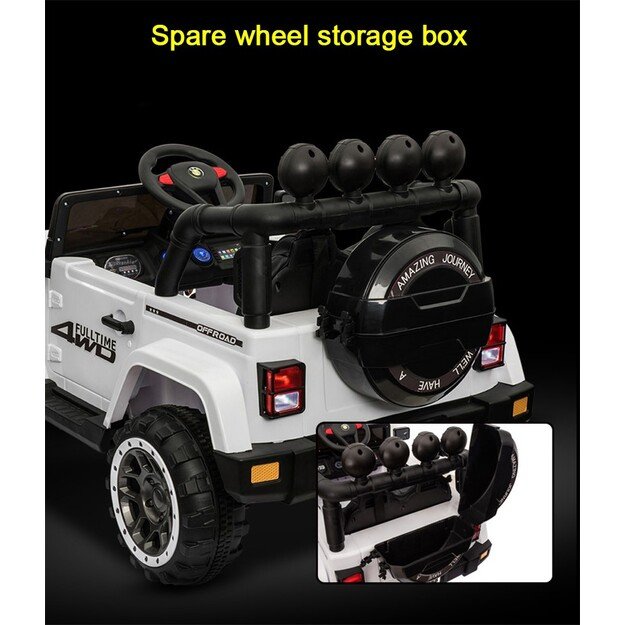 Vienvietis elektromobilis vaikams JEEP 4x4 BRD-7588, baltas 5