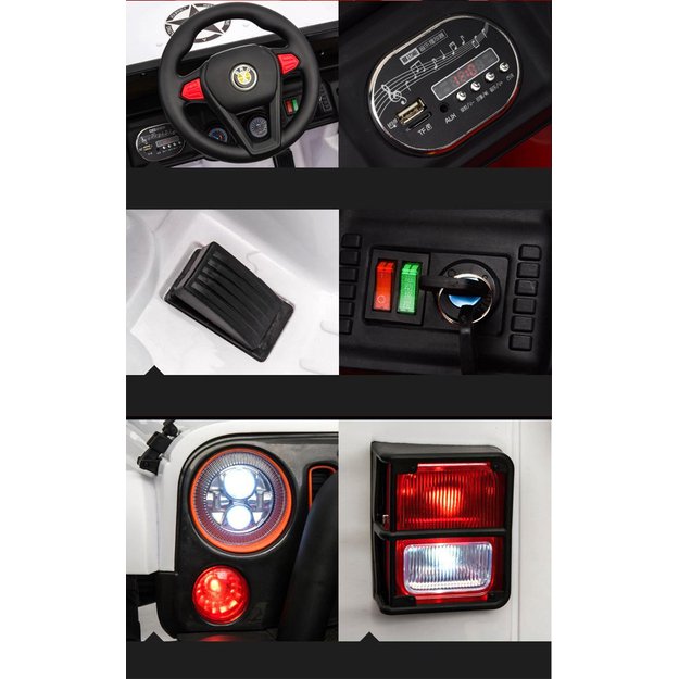 Vienvietis elektromobilis vaikams JEEP 4x4 BRD-7588, baltas 6
