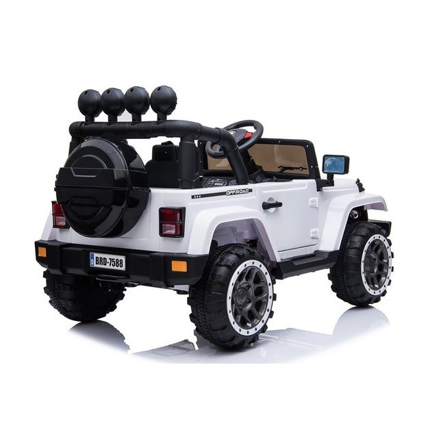 Vienvietis elektromobilis vaikams JEEP 4x4 BRD-7588, baltas