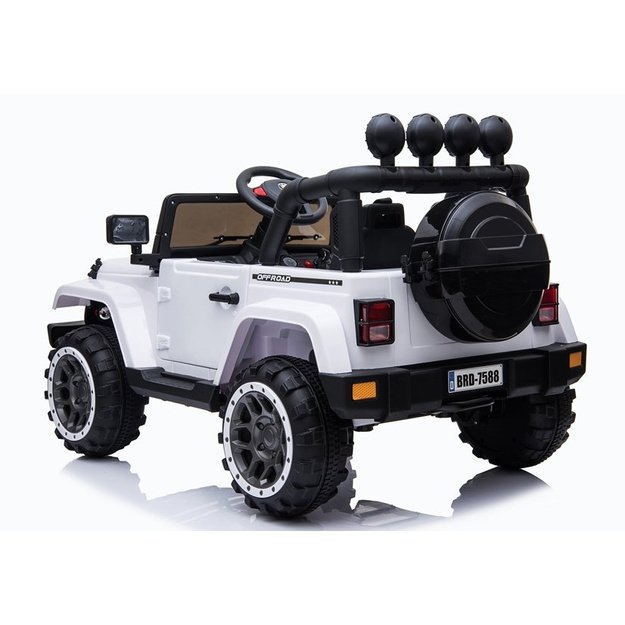 Vienvietis elektromobilis vaikams JEEP 4x4 BRD-7588, baltas