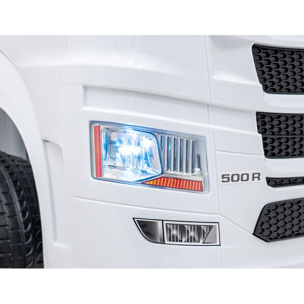 Vienvietis elektrinis sunkvežimis vaikams Scania R-SERIE, baltas