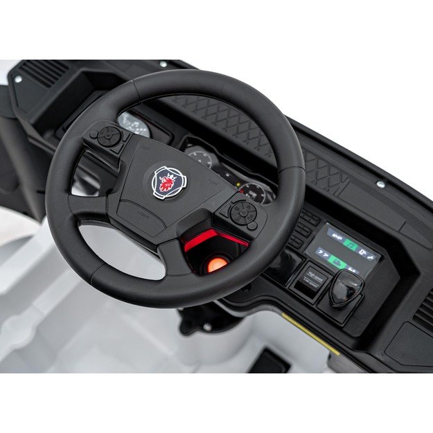 Vienvietis elektrinis sunkvežimis vaikams Scania R-SERIE, baltas