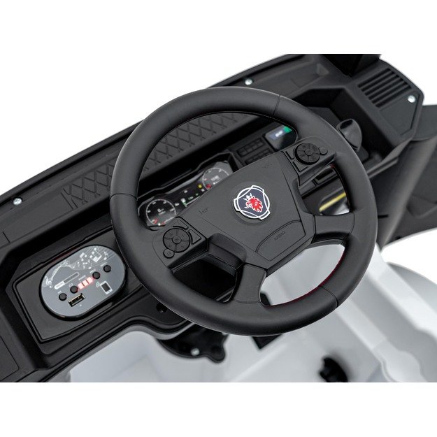 Vienvietis elektrinis sunkvežimis vaikams Scania R-SERIE, baltas