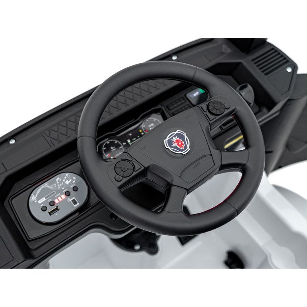 Vienvietis elektrinis sunkvežimis vaikams Scania R-SERIE, baltas