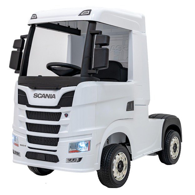 Vienvietis elektrinis sunkvežimis vaikams Scania R-SERIE, baltas