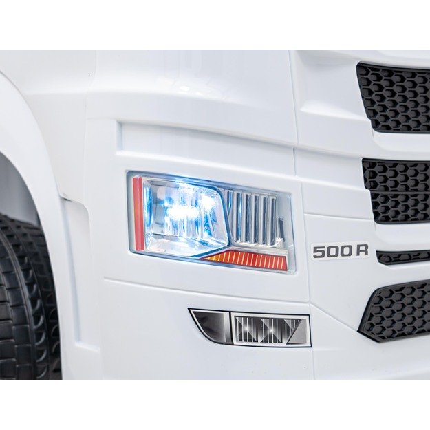 Vienvietis elektrinis sunkvežimis vaikams Scania R-SERIE, baltas