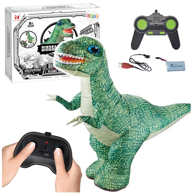Nuotoliniu būdu valdomas pripučiamas dinozauras, žalias 