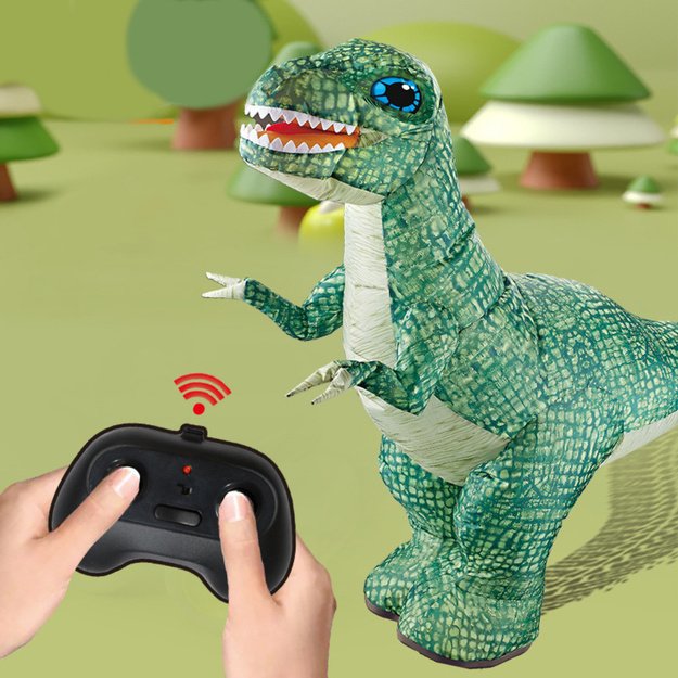 Nuotoliniu būdu valdomas pripučiamas dinozauras, žalias 