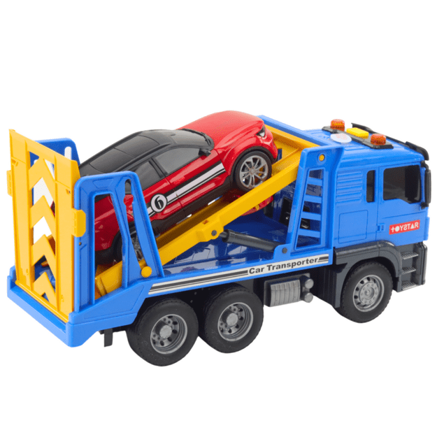 Žaislinis tralas su priekaba ir automobiliu „Caravan“ 