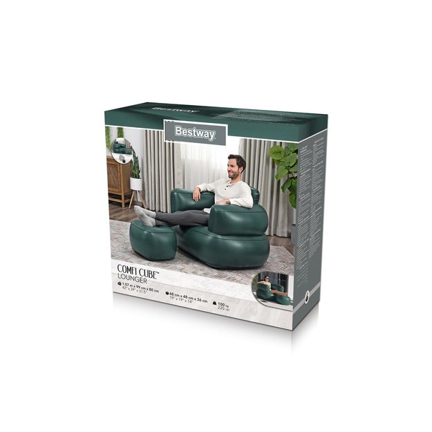 Pripučiamas fotelis, tamsiai žalias, Bestway 75137