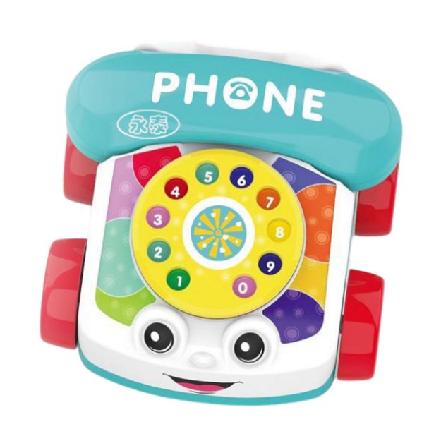 Traukiamas žaislinis telefonas ant ratų 