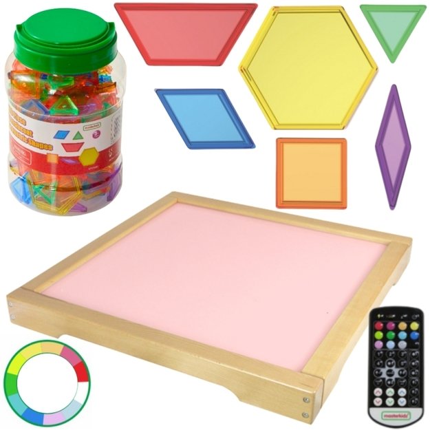 LED sensorinė lenta su Montessori mozaikos kaladėlės 140 el. ir RC pulteliu, MASTERKIDZ