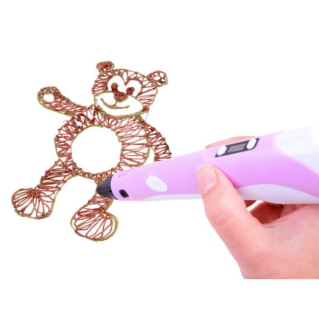 3D stebuklingas rašiklis su priedais, rožinis