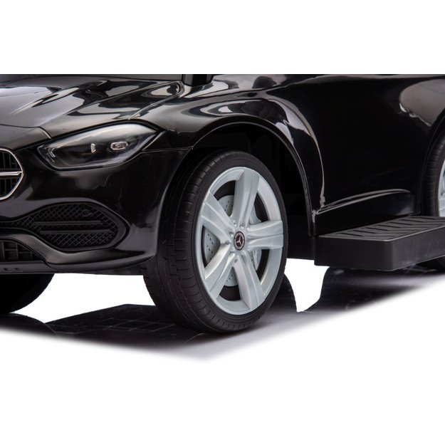 Paspiriamas vaikiškas automobilis Mercedes 3in1 su rankena, juodas