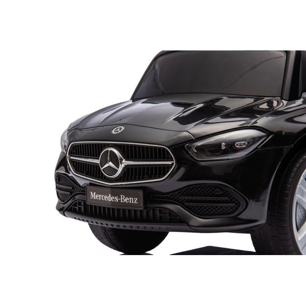 Paspiriamas vaikiškas automobilis Mercedes 3in1 su rankena, juodas