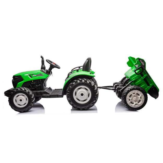 Vienvietis elektrinis traktorius vaikams HC-306 su priekaba 24V, žalias 9