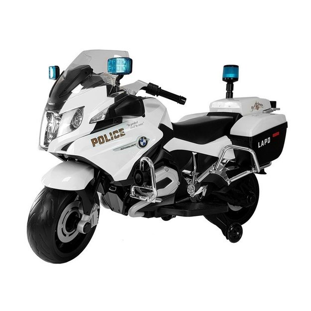 Elektrinis motociklas vaikams BMW R1200 Policija, baltas