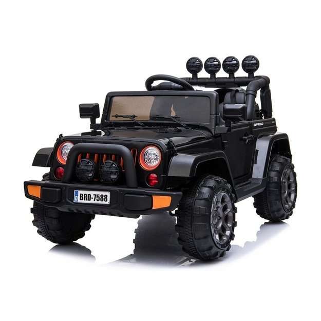Vienvietis elektromobilis vaikams JEEP 4x4 BRD-7588, juodas 4