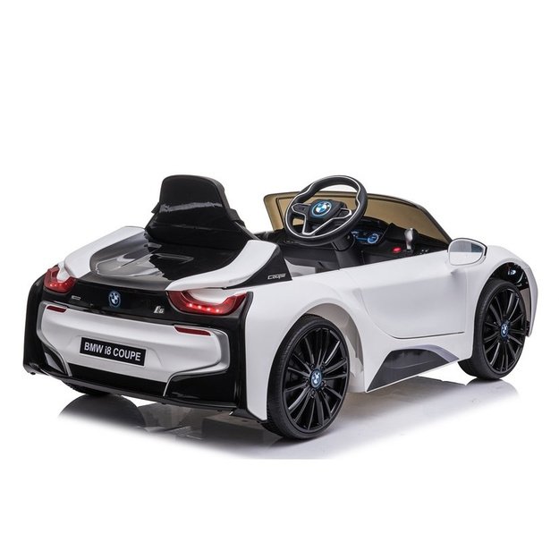 Vienvietis vaikiškas elektromobilis vaikams BMW i8 Coupe, baltas 3