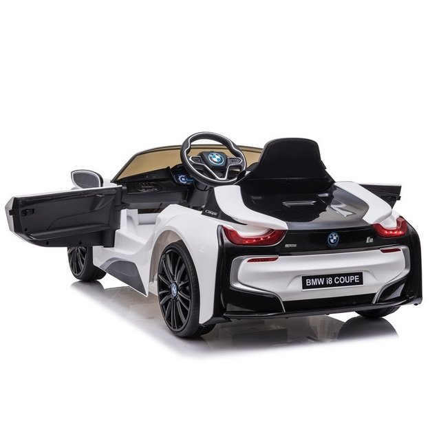 Vienvietis vaikiškas elektromobilis vaikams BMW i8 Coupe, baltas 6